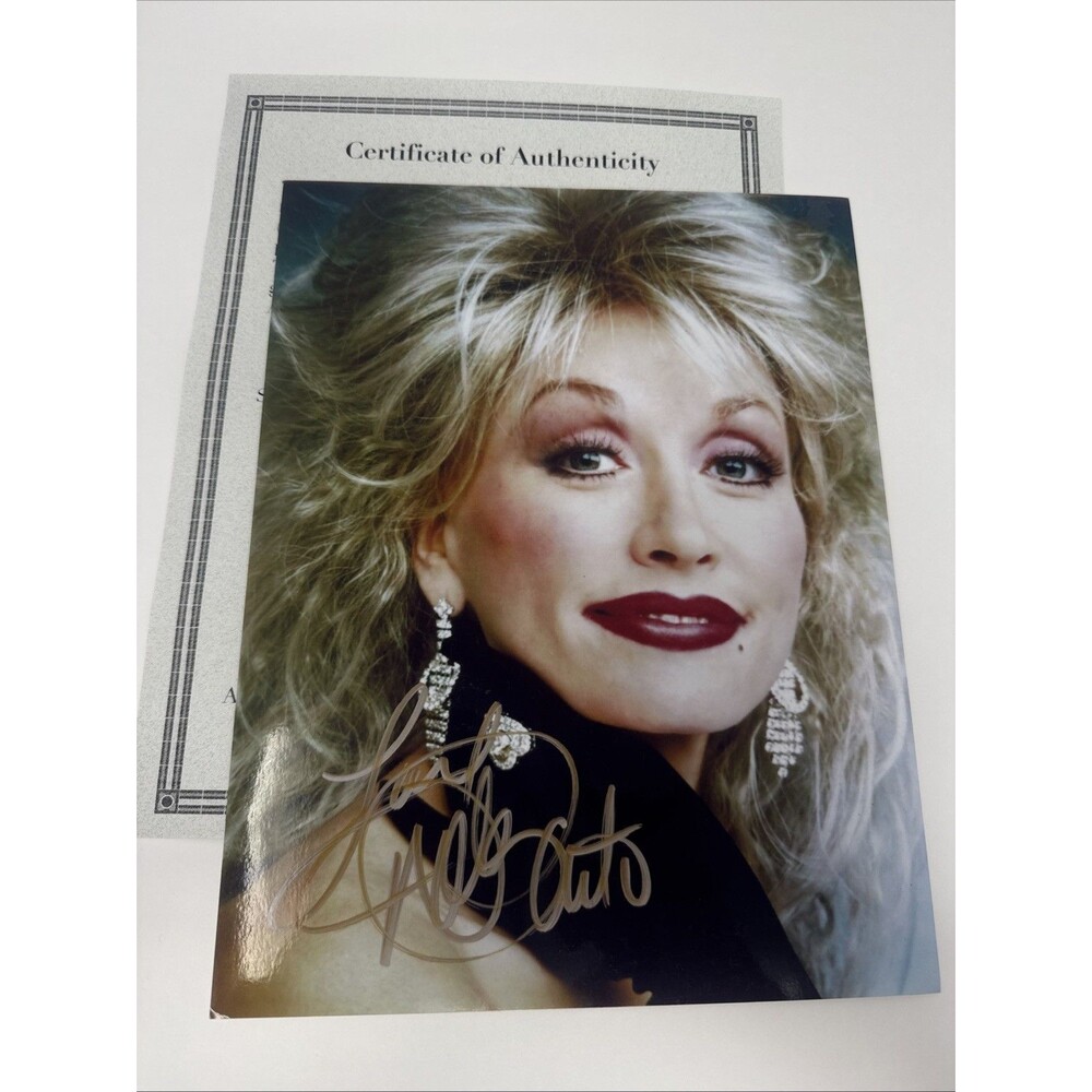 DOLLY PARTON Autographed 8.5 x 11 Hand Signed Photo COA Gold Pen headshot early